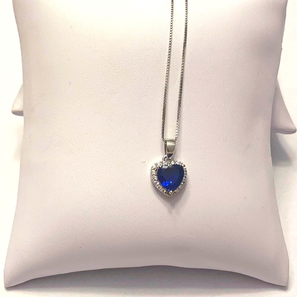 Cubic Zirconia & Sterling Silver Heart Necklace - Picture 2 of 4